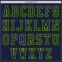 Load image into Gallery viewer, Custom Navy Neon Green Bomber Varsity Letterman Zipper Jacket
