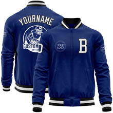 Charger l&#39;image dans la galerie, Custom Royal White-Black Bomber Varsity Letterman Zipper Jacket
