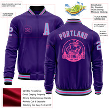 Charger l&#39;image dans la galerie, Custom Purple Light Blue Pink-Black Bomber Varsity Letterman Zipper Jacket
