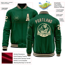 Charger l&#39;image dans la galerie, Custom Kelly Green Cream-Black Bomber Varsity Letterman Zipper Jacket
