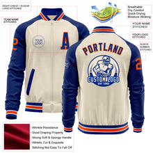 Charger l&#39;image dans la galerie, Custom Cream Orange Royal-White Bomber Varsity Letterman Two Tone Zipper Jacket
