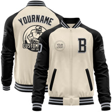 Charger l&#39;image dans la galerie, Custom Cream Gray-Black Bomber Varsity Letterman Two Tone Zipper Jacket
