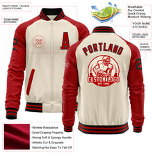 Charger l&#39;image dans la galerie, Custom Cream Black-Red Bomber Varsity Letterman Two Tone Zipper Jacket
