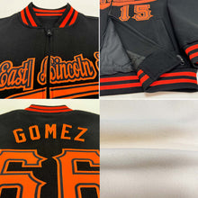 Charger l&#39;image dans la galerie, Custom Cream Navy-Orange Bomber Varsity Letterman Two Tone Zipper Jacket
