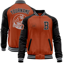 Charger l&#39;image dans la galerie, Custom Texas Orange Gray-Black Bomber Varsity Letterman Two Tone Zipper Jacket
