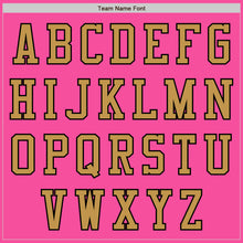 Laden Sie das Bild in den Galerie-Viewer, Custom Pink Old Gold-Black Bomber Varsity Letterman Zipper Jacket
