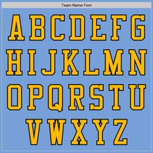 Laden Sie das Bild in den Galerie-Viewer, Custom Light Blue Gold-Black Bomber Varsity Letterman Zipper Jacket
