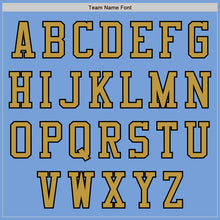 Laden Sie das Bild in den Galerie-Viewer, Custom Light Blue Old Gold-Black Bomber Varsity Letterman Zipper Jacket
