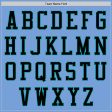 Laden Sie das Bild in den Galerie-Viewer, Custom Light Blue Black-Teal Bomber Varsity Letterman Zipper Jacket
