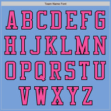 Laden Sie das Bild in den Galerie-Viewer, Custom Light Blue Pink-Black Bomber Varsity Letterman Zipper Jacket

