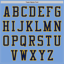 Laden Sie das Bild in den Galerie-Viewer, Custom Light Blue Navy-Gold Bomber Varsity Letterman Zipper Jacket
