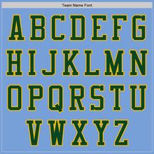 Laden Sie das Bild in den Galerie-Viewer, Custom Light Blue Green-Gold Bomber Varsity Letterman Zipper Jacket
