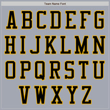 Laden Sie das Bild in den Galerie-Viewer, Custom Gray Black-Gold Bomber Varsity Letterman Zipper Jacket
