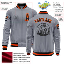Загрузить изображение в средство просмотра галереи, Custom Gray Black-Orange Bomber Varsity Letterman Zipper Jacket
