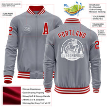 Charger l&#39;image dans la galerie, Custom Gray Red-White Bomber Varsity Letterman Zipper Jacket
