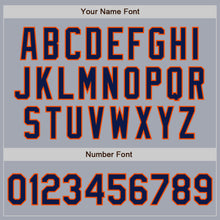Загрузить изображение в средство просмотра галереи, Custom Gray Navy-Orange Bomber Varsity Letterman Zipper Jacket
