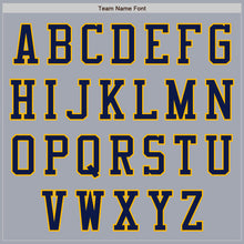 Laden Sie das Bild in den Galerie-Viewer, Custom Gray Navy-Gold Bomber Varsity Letterman Zipper Jacket
