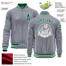 Charger l&#39;image dans la galerie, Custom Gray Kelly Green-White Bomber Varsity Letterman Zipper Jacket
