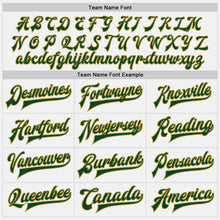 Laden Sie das Bild in den Galerie-Viewer, Custom White Green-Old Gold Bomber Full-Snap Varsity Letterman Two Tone Jacket
