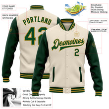 Laden Sie das Bild in den Galerie-Viewer, Custom Cream Green-Old Gold Bomber Full-Snap Varsity Letterman Two Tone Jacket
