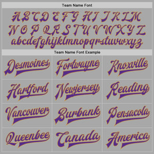 Custom Gray Purple-Old Gold Bomber Full-Snap Varsity Letterman Two Tone Jacket