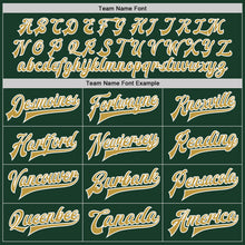 Load image into Gallery viewer, Custom Green Old Gold-White Bomber Full-Snap Varsity Letterman Two Tone Jacket

