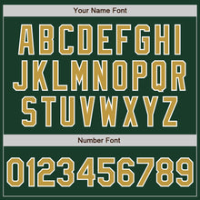 Load image into Gallery viewer, Custom Green Old Gold-White Bomber Full-Snap Varsity Letterman Two Tone Jacket
