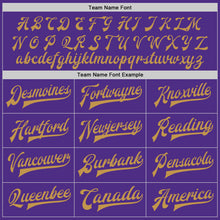 Laden Sie das Bild in den Galerie-Viewer, Custom Purple Old Gold-Cream Bomber Full-Snap Varsity Letterman Two Tone Jacket
