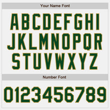 Laden Sie das Bild in den Galerie-Viewer, Custom White Green-Old Gold Bomber Full-Snap Varsity Letterman Jacket
