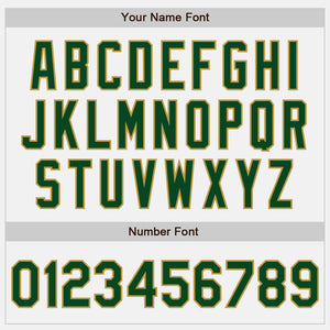 Custom White Green-Old Gold Bomber Full-Snap Varsity Letterman Jacket
