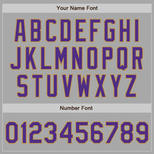 Laden Sie das Bild in den Galerie-Viewer, Custom Gray Purple-Old Gold Bomber Full-Snap Varsity Letterman Jacket
