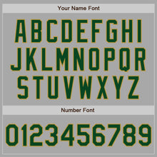 Laden Sie das Bild in den Galerie-Viewer, Custom Gray Green-Old Gold Bomber Full-Snap Varsity Letterman Jacket
