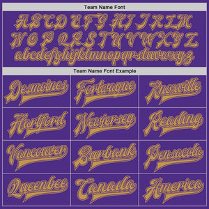 Custom Purple Old Gold Bomber Full-Snap Varsity Letterman Jacket