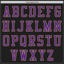 Загрузить изображение в средство просмотра галереи, Custom Black Purple-Old Gold Bomber Varsity Letterman Zipper Jacket

