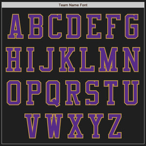 Custom Black Purple-Old Gold Bomber Varsity Letterman Zipper Jacket