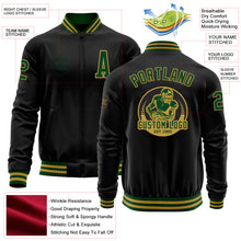 Charger l&#39;image dans la galerie, Custom Black Green-Old Gold Bomber Varsity Letterman Zipper Jacket
