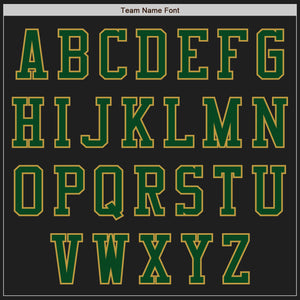 Custom Black Green-Old Gold Bomber Varsity Letterman Zipper Jacket