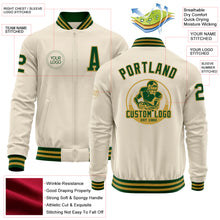 Charger l&#39;image dans la galerie, Custom Cream Green-Old Gold Bomber Varsity Letterman Zipper Jacket
