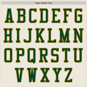 Custom Cream Green-Old Gold Bomber Varsity Letterman Zipper Jacket