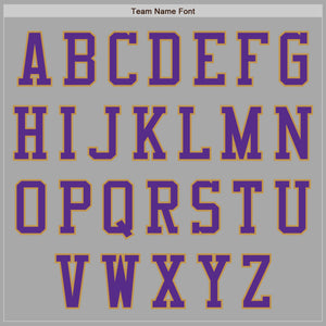 Custom Gray Purple-Old Gold Bomber Varsity Letterman Two Tone Zipper Jacket