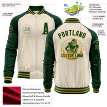 Загрузить изображение в средство просмотра галереи, Custom Cream Green-Old Gold Bomber Varsity Letterman Two Tone Zipper Jacket
