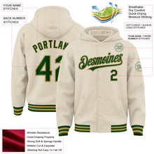 Charger l&#39;image dans la galerie, Custom Cream Green-Old Gold Bomber Full-Snap Varsity Letterman Hoodie Jacket
