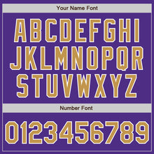 Загрузить изображение в средство просмотра галереи, Custom Purple Old Gold-White Bomber Full-Snap Varsity Letterman Two Tone Hoodie Jacket
