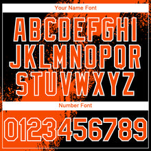 Charger l&#39;image dans la galerie, Custom Black Orange-White Abstract Brush Stroke 3D Pattern Design Bomber Full-Snap Varsity Letterman Hoodie Jacket
