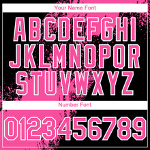 Charger l&#39;image dans la galerie, Custom Black Pink-White Abstract Brush Stroke 3D Pattern Design Bomber Full-Snap Varsity Letterman Hoodie Jacket
