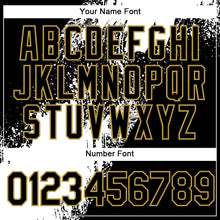 Charger l&#39;image dans la galerie, Custom Black White-Old Gold Abstract Brush Stroke 3D Pattern Design Bomber Full-Snap Varsity Letterman Hoodie Jacket
