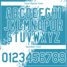 Charger l&#39;image dans la galerie, Custom Panther Blue White-Black Abstract Brush Stroke 3D Pattern Design Bomber Full-Snap Varsity Letterman Hoodie Jacket
