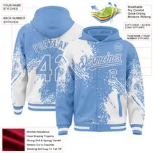 Charger l&#39;image dans la galerie, Custom Light Blue White Abstract Brush Stroke 3D Pattern Design Bomber Full-Snap Varsity Letterman Hoodie Jacket
