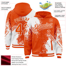Charger l&#39;image dans la galerie, Custom Orange White Abstract Brush Stroke 3D Pattern Design Bomber Full-Snap Varsity Letterman Hoodie Jacket
