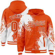 Charger l&#39;image dans la galerie, Custom Orange White Abstract Brush Stroke 3D Pattern Design Bomber Full-Snap Varsity Letterman Hoodie Jacket
